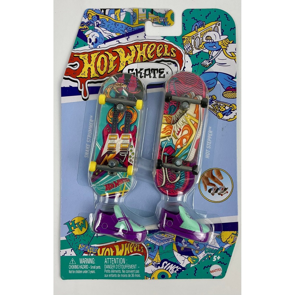 Hot‎ Wheels Skate Fingerboard 2 Pack Snake Strummer Hot Stepper Shoes NIP